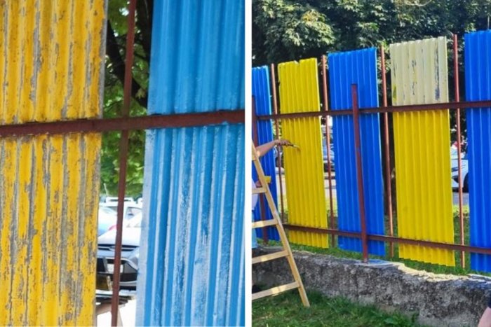 Ilustračný obrázok k článku Niektorým Michalovčanom prekáža maľovanie plota na modro-žlto. Sú to pritom farby mesta